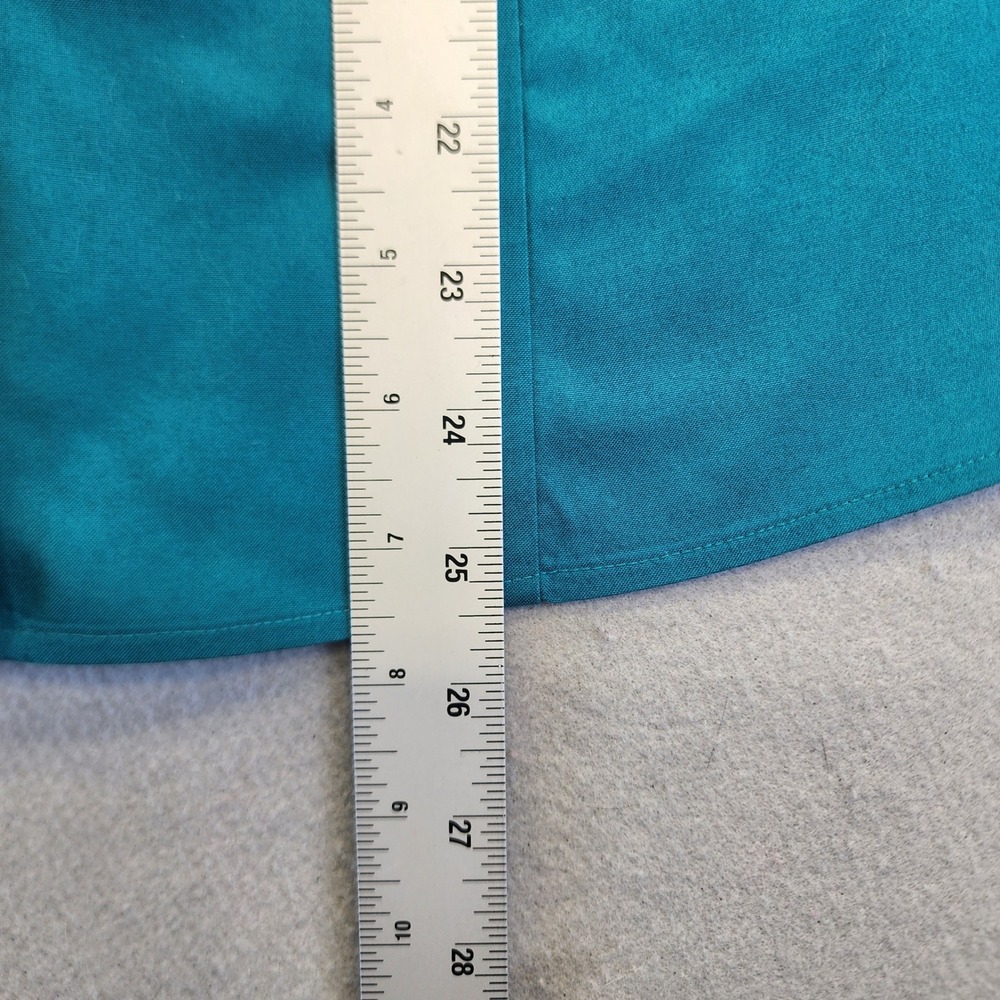 Chicos No Iron Teal Blue Button Down Shirt Rhinestone Crystal Buttons Size 1 M - Picture 12 of 13